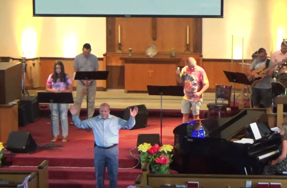 unday Morning Worship Team in VBS Tie Dye Shirts