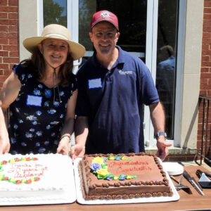 Jamie and Tamera Cupschalk with cakes celebrating 20 years at Ashland.
